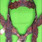 HILASON WESTERN LEATHER HORSE BRIDLE HEADSTALL BREAST COLLAR MAHOGANY HAND TOOL