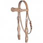 TOUGH 1 PREMIUM NASHVILLE BASKET TOOLED STRAIGHT BROW HEADSTALL LIGHT OIL