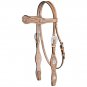 TOUGH 1 PREMIUM NASHVILLE BASKET TOOLED STRAIGHT BROW HEADSTALL LIGHT OIL