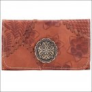 AMERICAN WEST LEATHER SOHO GROOVE LADIES TRI FOLD WALLET PURSE GOLDEN TAN