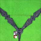 HILASON LEATHER WESTERN HORSE BREAST COLLAR BLACK RUSTIC VINTAGE FLORAL CARVED
