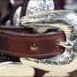 TONY LAMA COWGIRL BROWN SILVER LINK LADIES LEATHER BELT