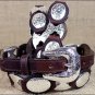 TONY LAMA COWGIRL BROWN SILVER LINK LADIES LEATHER BELT