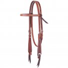 WEAVER BASKETWEAVE OILED LEATHER TOOLED 5/8" BROWBAND HEADSTALL CHESTNUT