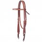 WEAVER BASKETWEAVE OILED LEATHER TOOLED 5/8" BROWBAND HEADSTALL CHESTNUT