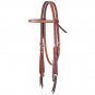 WEAVER BASKETWEAVE OILED LEATHER TOOLED 5/8" BROWBAND HEADSTALL CHESTNUT