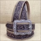 42 inch x 1-3/4 inch JUSTIN MIDLAND CLASSIC TOOLED BROWN LEATHER WESTERN BELT