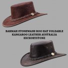 BARMAH STONEWASH ROO HAT FOLDABLE KANGAROO LEATHER AUSTRALIA HICKORYSTONE