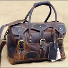 KD STEPHENS TRAVEL LUGGAGE DUFFLE GYM LEATHER BAGS - COFFEE BROWN