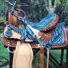OS102-F WESTERN BARREL RACING TRAIL SADDLE 14" W/ HEADSTALL & BREAST COLLAR SET