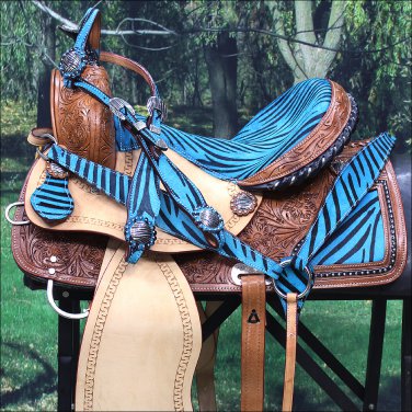 OS102-F WESTERN BARREL RACING TRAIL SADDLE 14" W/ HEADSTALL & BREAST COLLAR SET