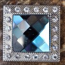 SET OF 4 TURQUOISE NICKEL FINISH SQUARE CONCHOS RHINESTONE HEADSTALL SADDLE TACK