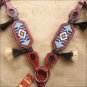 HILASON WESTERN LEATHER BEAST COLLAR BEADED MAHOGANY HORSE HAIR TASSEL