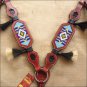 HILASON WESTERN LEATHER BEAST COLLAR BEADED MAHOGANY HORSE HAIR TASSEL