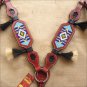 HILASON WESTERN LEATHER BEAST COLLAR BEADED MAHOGANY HORSE HAIR TASSEL