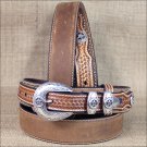 42 INCH WESTERN NOCONA LEATHER RANGER STAR CONCHO BROWN MENS BELT