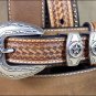 42 INCH WESTERN NOCONA LEATHER RANGER STAR CONCHO BROWN MENS BELT