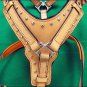 DH200-F HILASON TAN PADDED GENUINE LEATHER DOG HARNESS MATCHING LEASH SML