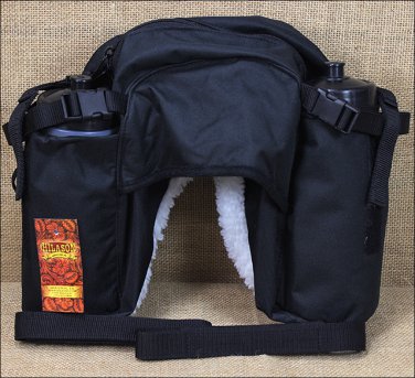 SADDLE BAGS W/BOTTLE 600D CORDURA OUTER BLACK