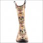 SIZE 8 M&F WESTERN WOMENS CREAM SUGAR SKULL DESIGN SNIP TOE LEG RAIN BOOTS