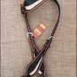 HILASON WESTERN LEATHER HORSE ONE EAR BRIDLE HEADSTALL BLACK WHITE HAIR ON INLAY