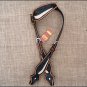 HILASON WESTERN LEATHER HORSE ONE EAR BRIDLE HEADSTALL BLACK WHITE HAIR ON INLAY