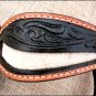 HILASON WESTERN LEATHER HORSE ONE EAR BRIDLE HEADSTALL BLACK WHITE HAIR ON INLAY