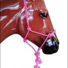 HILASON WESTERN TACK HORSE ROPE HALTER W/ 8' LEAD REGULAR HORSE SIZE PINK BLACK