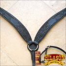 HILASON WESTERN LEATHER HORSE BREAST COLLAR BLACK HAND CARVED