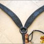 HILASON WESTERN LEATHER HORSE BREAST COLLAR BLACK HAND CARVED