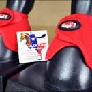 LARGE TOUGH 1 NO TURN QUICK WRAP EXTREME VENTED NEOPRENE HORSE BELL BOOTS RED