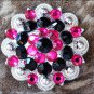 SET OF 8 BLACK HOT PINK CRYSTAL 1-1/4in BERRY CONCHO RHINESTONE SADDLE COWGIRL