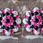 SET OF 8 BLACK HOT PINK CRYSTAL 1-1/4in BERRY CONCHO RHINESTONE SADDLE COWGIRL