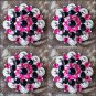 SET OF 8 BLACK HOT PINK CRYSTAL 1-1/4in BERRY CONCHO RHINESTONE SADDLE COWGIRL