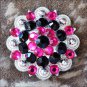 SET OF 8 BLACK HOT PINK CRYSTAL 1-1/4in BERRY CONCHO RHINESTONE SADDLE COWGIRL