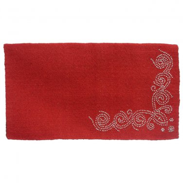 34X38 TOUGH 1 WOOL SADDLE BLANKET WITH DESIGNER DOTS RED