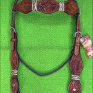 HILASON WESTERN LEATHER RAWHIDE BRAIDED HORSE HEADSTALL MAHOGANY