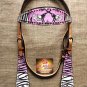 HILASON WESTERN ZEBRA LEATHER HORSE BRIDLE HEADSTALL  PINK