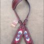 HILASON WESTERN LEATHER HORSE BRIDLE HEADSTALL MAHOGANY BEADED