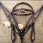 HILASON WESTERN LEATHER BRIDLE HEADSTALL BREAST COLLAR CROSS GUN ANGEL WINGS