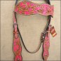 HILASON WESTERN LEATHER HORSE BRIDLE HEADSTALL TAN PINK HAND PAINT