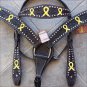 CUSTOM WESTERN HEADSTALL BREAST COLLAR BLADDER BONE SARCOMA CANCER YELLOW RIBBON