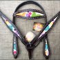 HILASON WESTERN LEATHER HORSE BRIDLE HEADSTALL BREAST COLLAR BROWN BUTTERFLY
