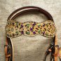 HILASON LEOPARD WESTERN CHEETAH LEATHER HORSE HEADSTALL BREAST COLLAR W/ CRYSTAL