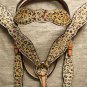 HILASON LEOPARD WESTERN CHEETAH LEATHER HORSE HEADSTALL BREAST COLLAR W/ CRYSTAL