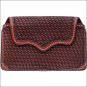 3D TAN BASKETWEAVE HAND TOOLED LEATHER LARGE SMARTPHONE HOLDER W/ METAL CLIP