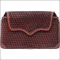 3D TAN BASKETWEAVE HAND TOOLED LEATHER LARGE SMARTPHONE HOLDER W/ METAL CLIP