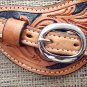 PS118-F HILASON WESTERN SPUR STRAPS LEATHER LIGHT OIL w/ BLACK HAND PAINT INLAY
