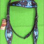 F06 HILASON WESTERN LEATHER HORSE BRIDLE HEADSTALL BROWN TURQUOISE BLING CONCHO
