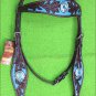 F06 HILASON WESTERN LEATHER HORSE BRIDLE HEADSTALL BROWN TURQUOISE BLING CONCHO
